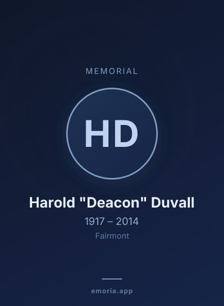 Memorial portrait of Harold "Deacon" Duvall