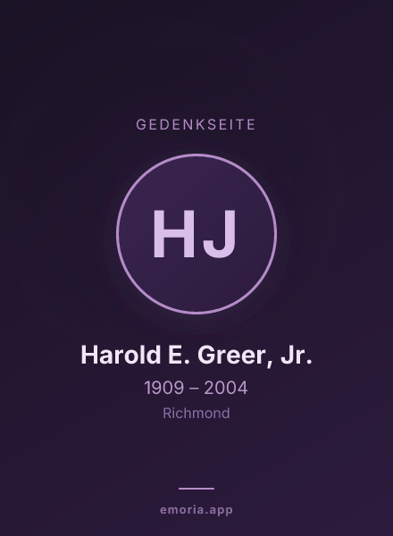 Gedenkportrait von Harold E. Greer, Jr.