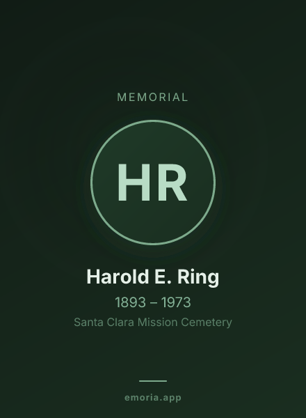 Memorial portrait of Harold E. Ring