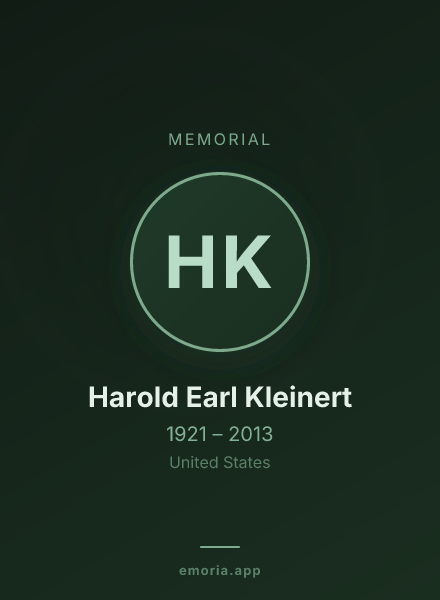 Memorial portrait of Harold Earl Kleinert