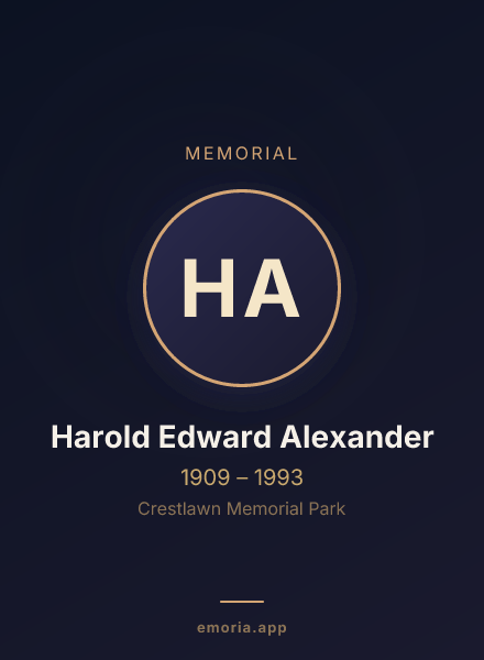 Memorial portrait of Harold Edward Alexander