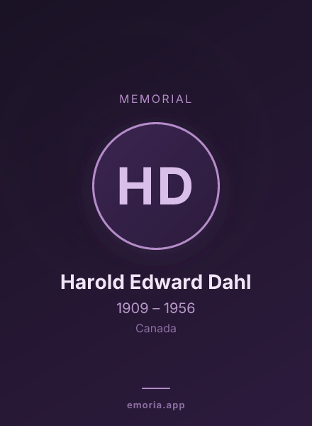 Memorial portrait of Harold Edward Dahl
