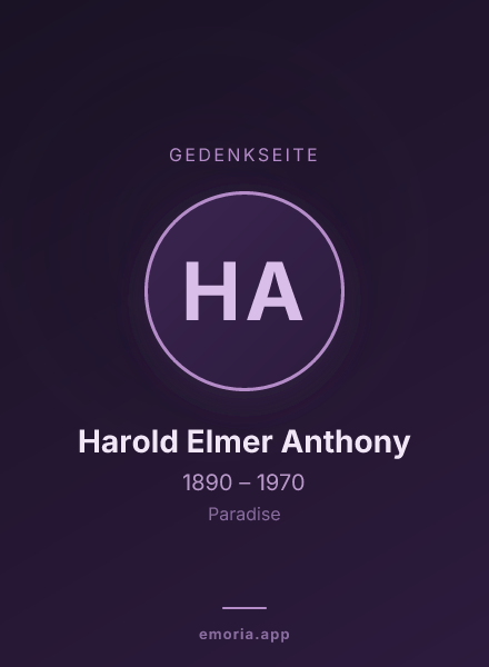 Gedenkportrait von Harold Elmer Anthony
