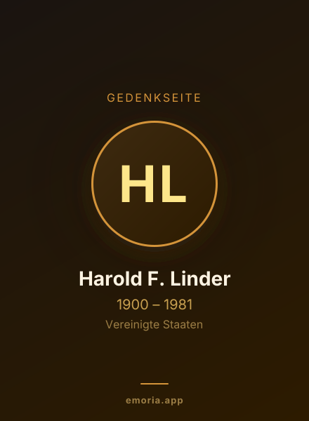 Gedenkportrait von Harold F. Linder