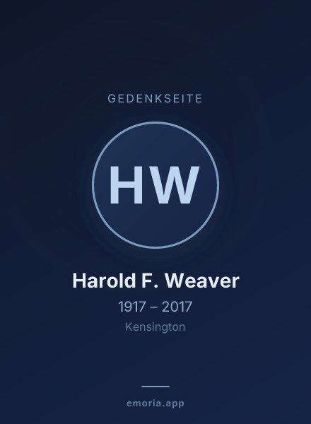 Gedenkportrait von Harold F. Weaver