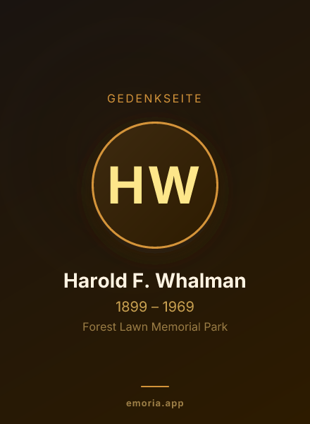 Gedenkportrait von Harold F. Whalman