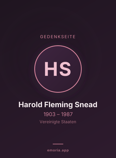 Gedenkportrait von Harold Fleming Snead