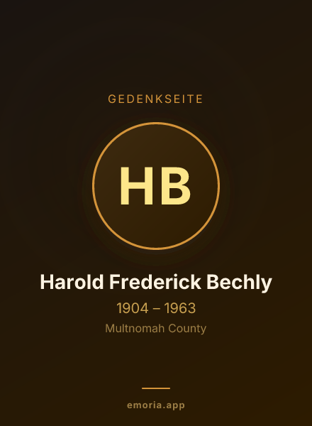 Gedenkportrait von Harold Frederick Bechly