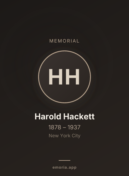 Memorial portrait of Harold Hackett