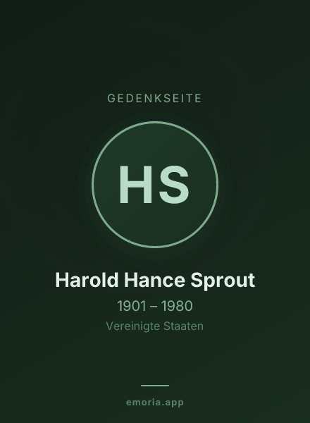 Gedenkportrait von Harold Hance Sprout