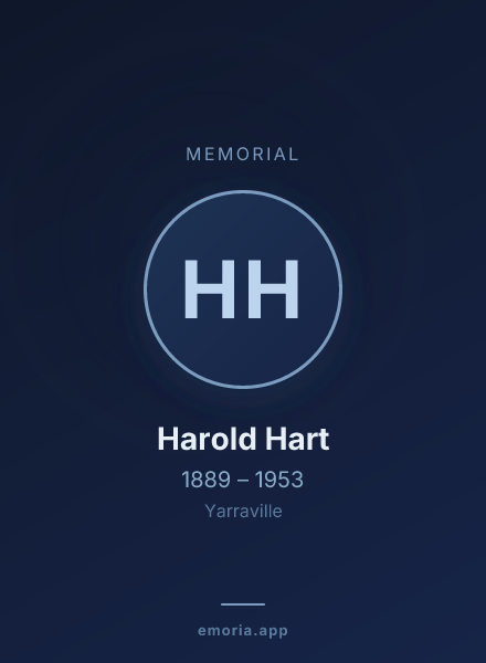 Memorial portrait of Harold Hart