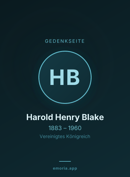 Gedenkportrait von Harold Henry Blake