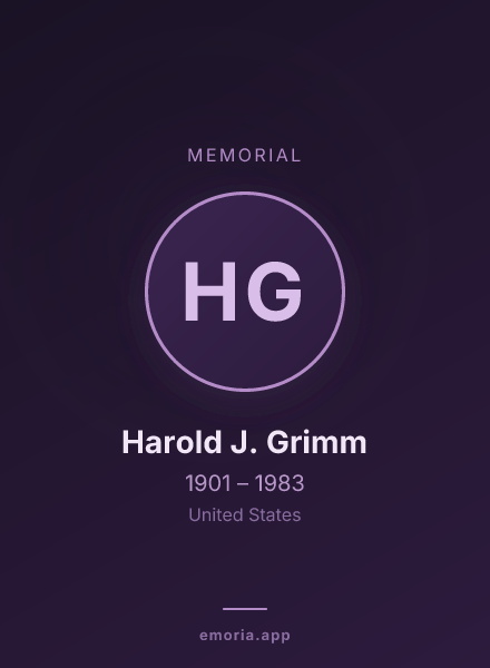 Memorial portrait of Harold J. Grimm
