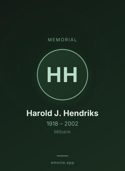 Memorial portrait of Harold J. Hendriks