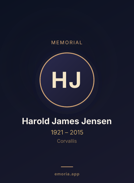Memorial portrait of Harold James Jensen