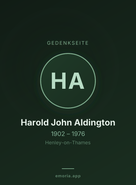 Gedenkportrait von Harold John Aldington