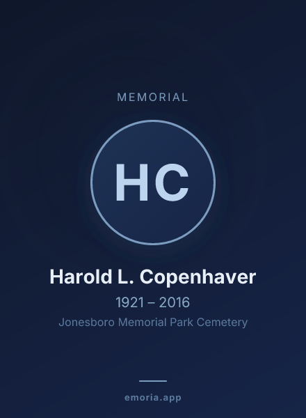 Memorial portrait of Harold L. Copenhaver