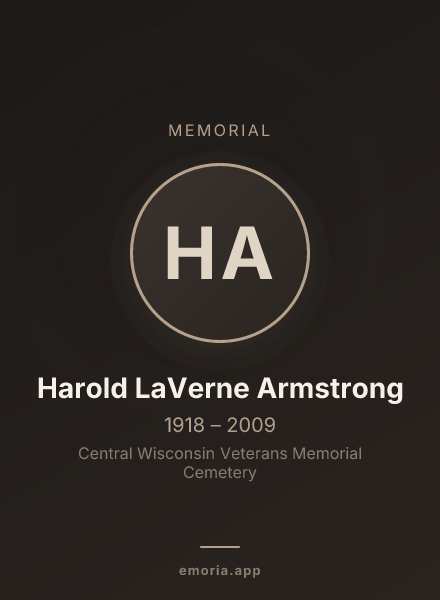 Memorial portrait of Harold LaVerne Armstrong