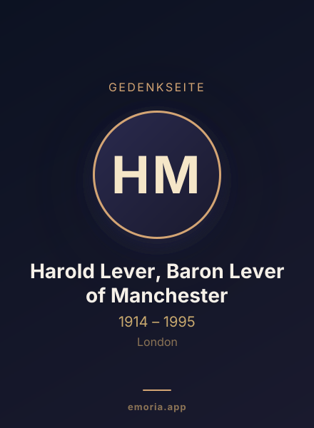 Gedenkportrait von Harold Lever, Baron Lever of Manchester