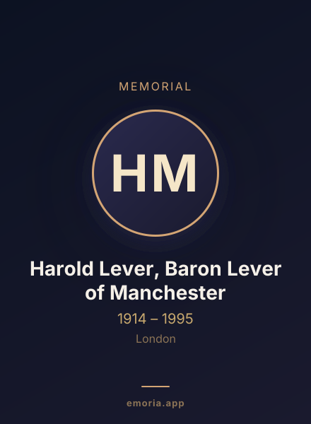 Memorial portrait of Harold Lever, Baron Lever of Manchester