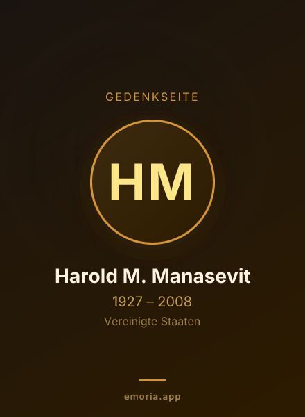 Gedenkportrait von Harold M. Manasevit