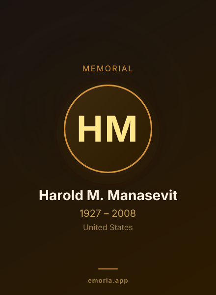 Memorial portrait of Harold M. Manasevit