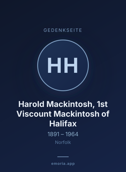 Gedenkportrait von Harold Mackintosh, 1st Viscount Mackintosh of Halifax