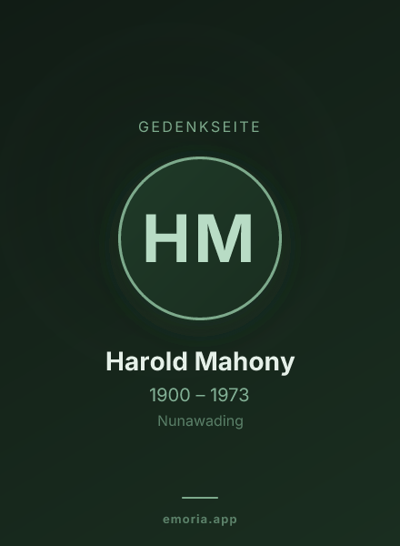 Gedenkportrait von Harold Mahony