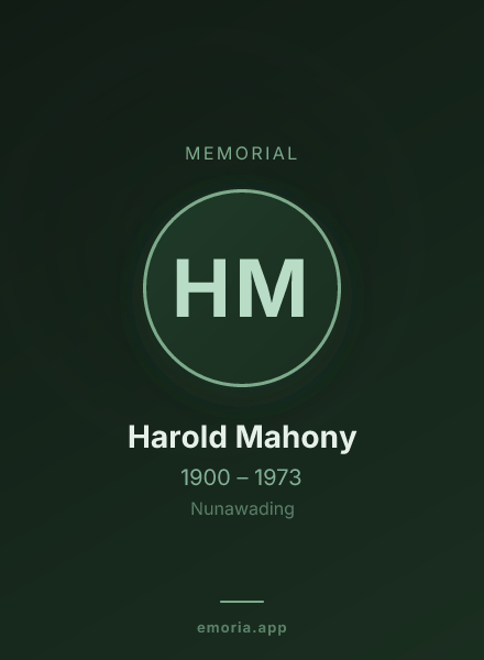 Memorial portrait of Harold Mahony