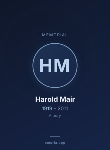 Memorial portrait of Harold Mair