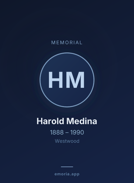 Memorial portrait of Harold Medina