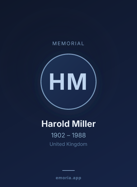 Memorial portrait of Harold Miller