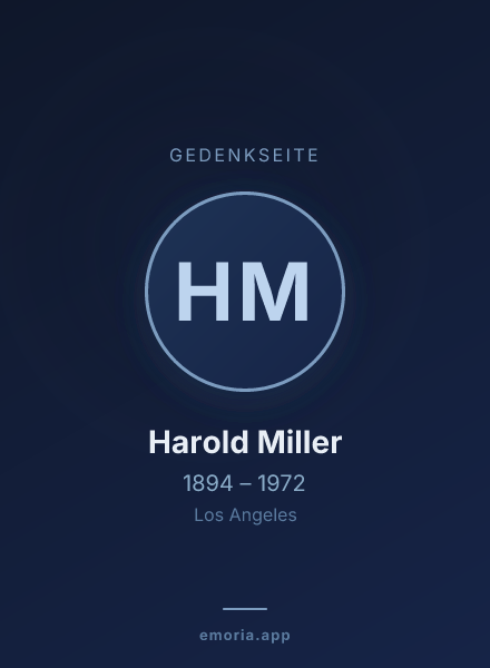 Gedenkportrait von Harold Miller