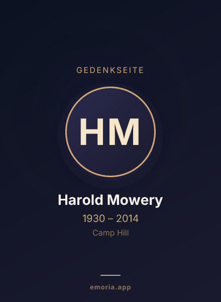 Gedenkportrait von Harold Mowery