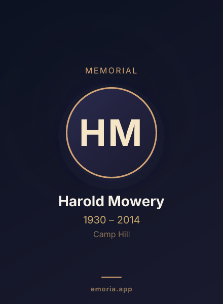 Memorial portrait of Harold Mowery