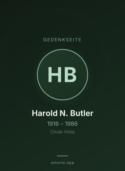 Gedenkportrait von Harold N. Butler