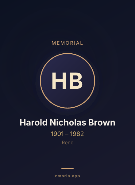 Memorial portrait of Harold Nicholas Brown