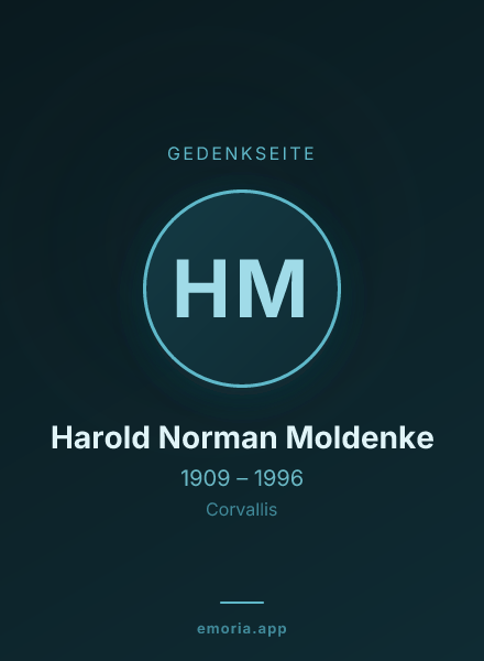 Gedenkportrait von Harold Norman Moldenke