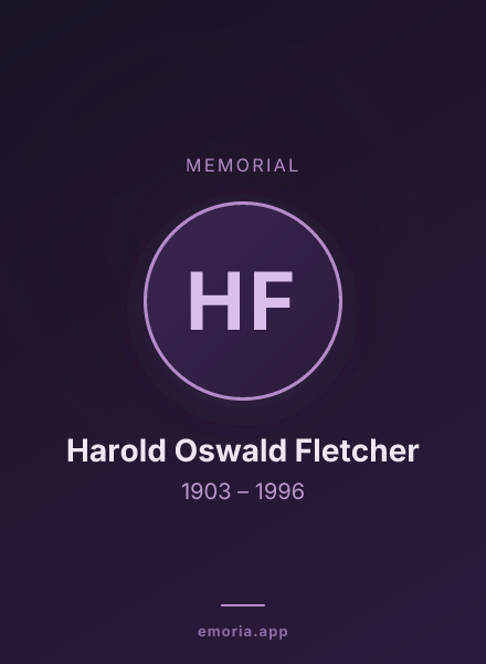 Memorial portrait of Harold Oswald Fletcher