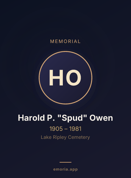 Memorial portrait of Harold P. "Spud" Owen