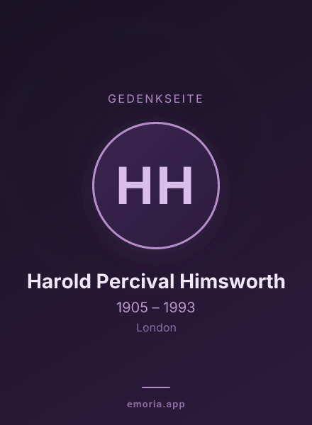 Gedenkportrait von Harold Percival Himsworth