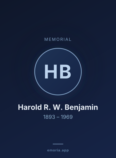 Memorial portrait of Harold R. W. Benjamin