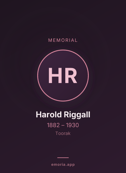 Memorial portrait of Harold Riggall