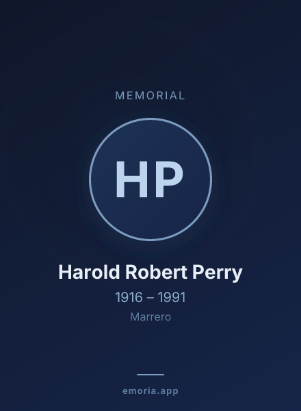 Memorial portrait of Harold Robert Perry