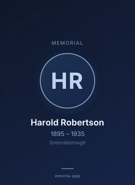Memorial portrait of Harold Robertson