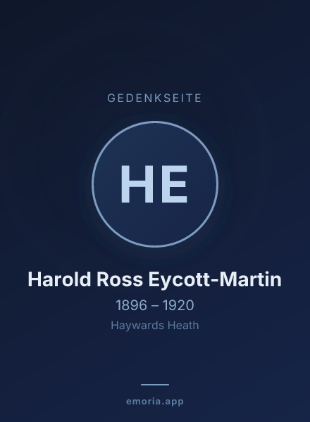 Gedenkportrait von Harold Ross Eycott-Martin