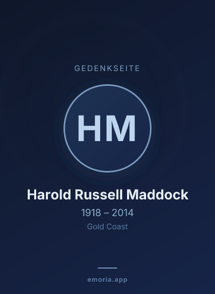 Gedenkportrait von Harold Russell Maddock