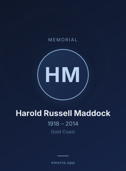 Memorial portrait of Harold Russell Maddock