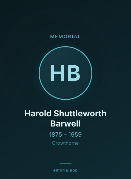 Memorial portrait of Harold Shuttleworth Barwell
