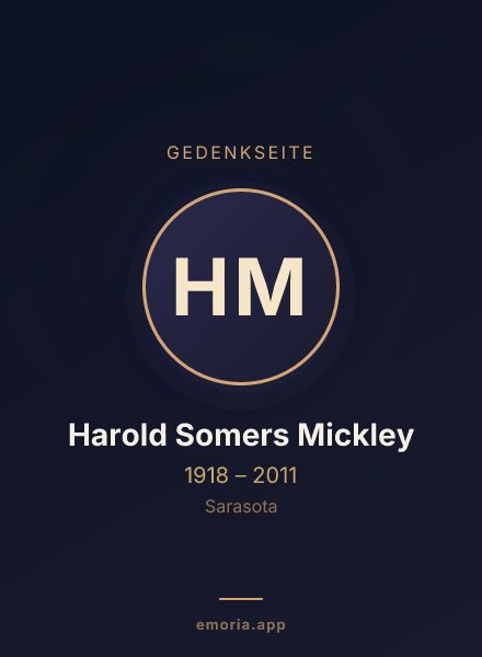 Gedenkportrait von Harold Somers Mickley